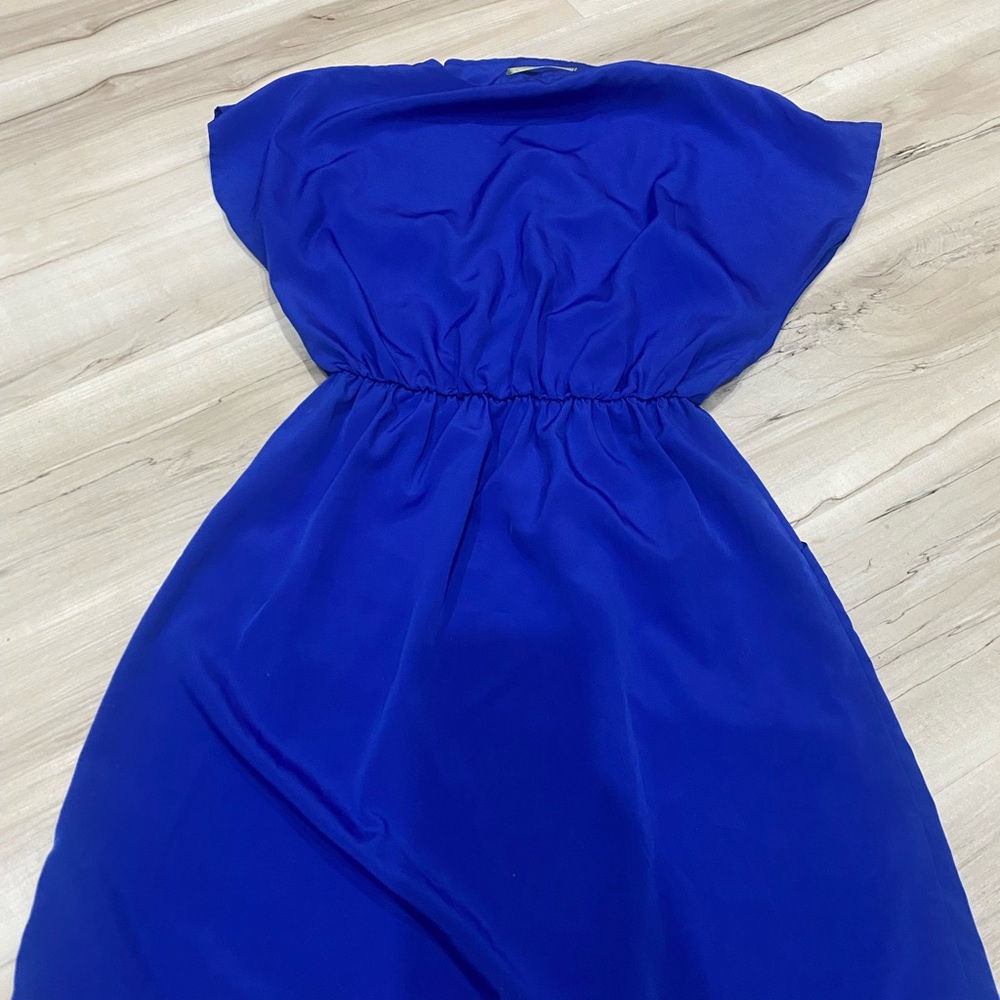 Royal Blue Dolman Sleeve Dress Size Small Elastic Waist Button Front - Picture 5 of 5